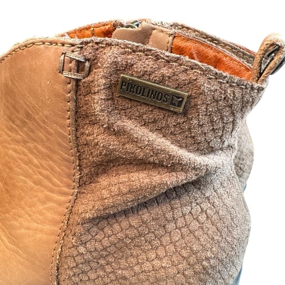 Pikolinos Ankle Boots EU 38 US 8 Leather Suede Tan Block Heel Made in Spain S1 - Picture 3 of 14